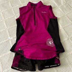 Pearl Izumi Women's Magenta and Black Cycling Top & Shorts